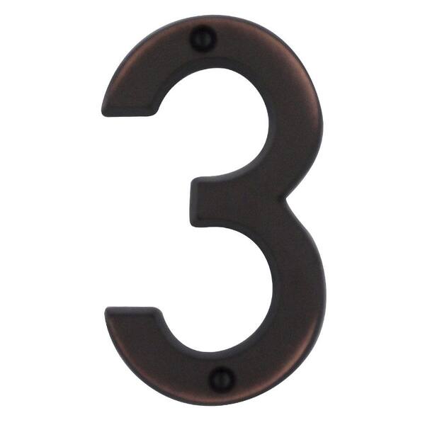 Everbilt 6 in. Aged Bronze Screw On House Number 3 31036