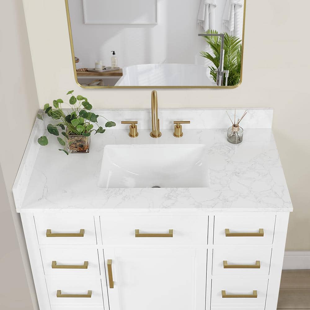 Gavino 42" White Wood Vanity with Composite Stone Top