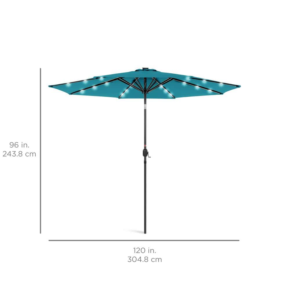 Cerulean 10ft Solar LED Lighted Patio Umbrella with Tilt Adjustment