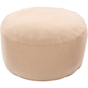Burke Solid Taupe Wool Cylinder Accent Pouf