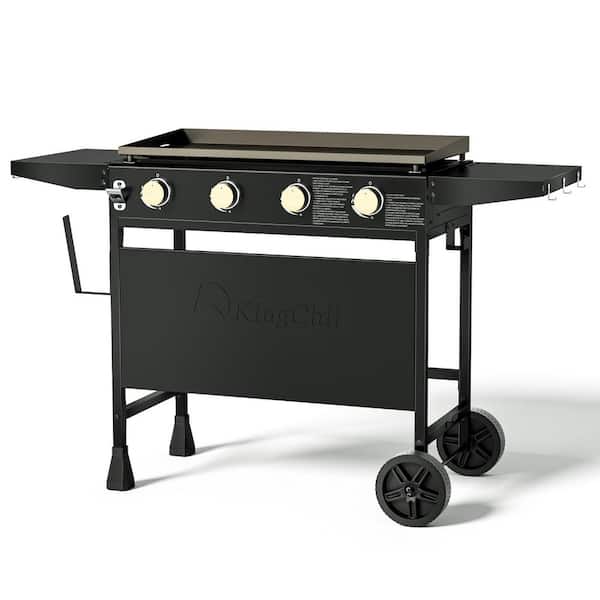 4-Burner Propane Gas Grill 32 in. Flat Top Griddle in Black