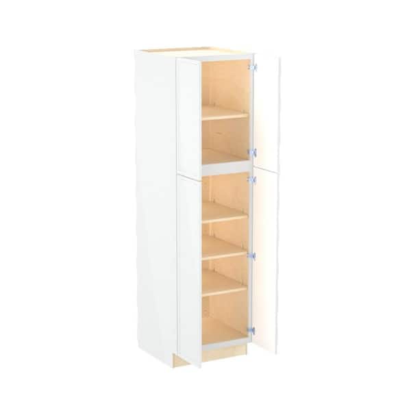 Home Decorators Collection Franklin 24 in. W x 24 in. D x 90 in. H Assembled Plywood Pantry Kitchen Cabinet in Vesper White with Soft Close