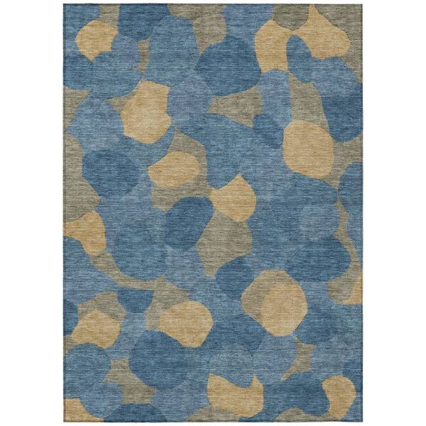 Chantille Machine Washable Indoor/Outdoor Abstract ACN3030 Denim 9 ft. x 12 ft. Area Rug