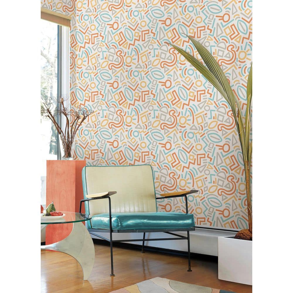 Vibrant Multicolor Abstract Doodle Peel and Stick Wallpaper