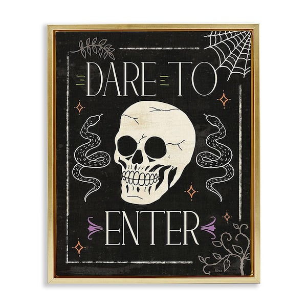 Stupell Industries Dare To Enter Phrase by Veronique Charron 1 Piece Floater Frame Graphic Print Typography Art Print 31 in. x 25 in.