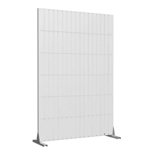 Outdoor Privacy Fence 47 in. L x 16 in. W x 72 in. H White Galvanized Steel Garden Privacy Screen