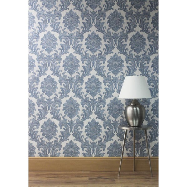 Milano Light Blue Damask Wallpaper Sample