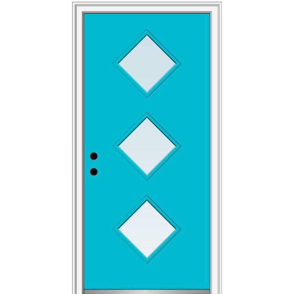 MMI Door 32 in. x 80 in. Aveline Right-Hand Inswing 3-Lite Clear Low-E Glass Painted Steel Prehung Front Door on 4-9/16 in. Frame
