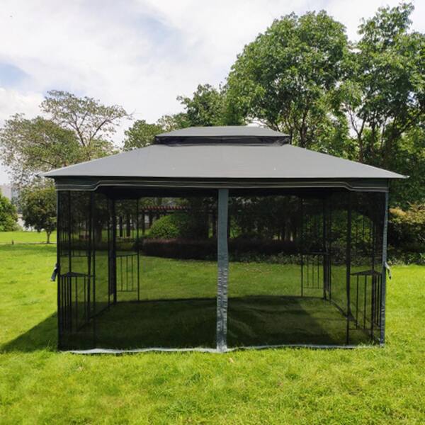Wateday 13 ft. x 10 ft. Gray Top Patio Gazebo Canopy Tent