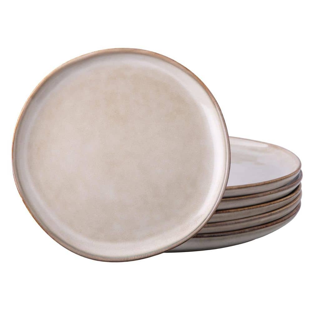 10.5 in. White Ceramic Dinner Plates Set of 6, Handmade Reactive Glaze Stoneware Plate, Rustic Shape Dinnerware Dish Set price history on PriceWatchPro