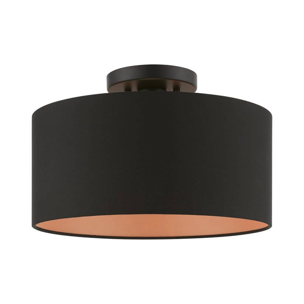 Sentosa Black Steel Drum LED Semi-Flush Mount for Indoor/Outdoor