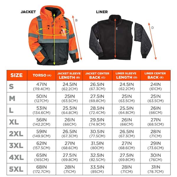 Ergodyne Men's Large Orange High Visibility Reflective Bomber