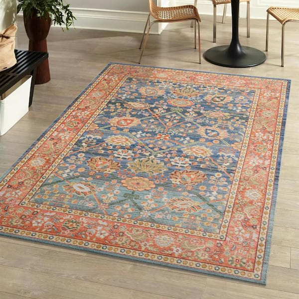 JONATHAN Y Alba Modern Faded Peshawar Plum/Terracotta 4 ft. x 6 ft. Area Rug