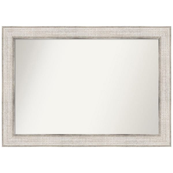 Amanti Art Trellis Silver 42 in. x 30 in. Non-Beveled Classic Rectangle Wood Framed Wall Mirror in Silver