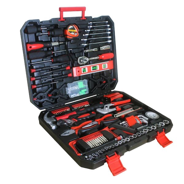 239-Piece Hand Toolset with Box in Black and Red