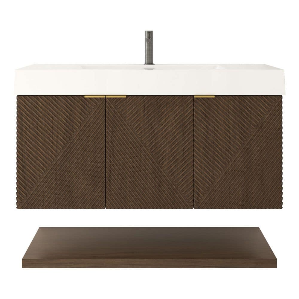 Stella 42 in. W x 20 in. D x 22 in. H Single Sink Chestnut Brown Bath Vanity with White Acrylic Top Floating Lower Shelf price history on PriceWatchPro