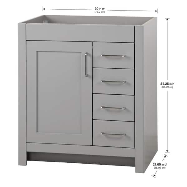 Home Decorators Collection Westcourt 30 in. W x 22 in. D x 34 in. H Bath Vanity Cabinet without Top in Sterling Gray WT30 ST The Home Depot