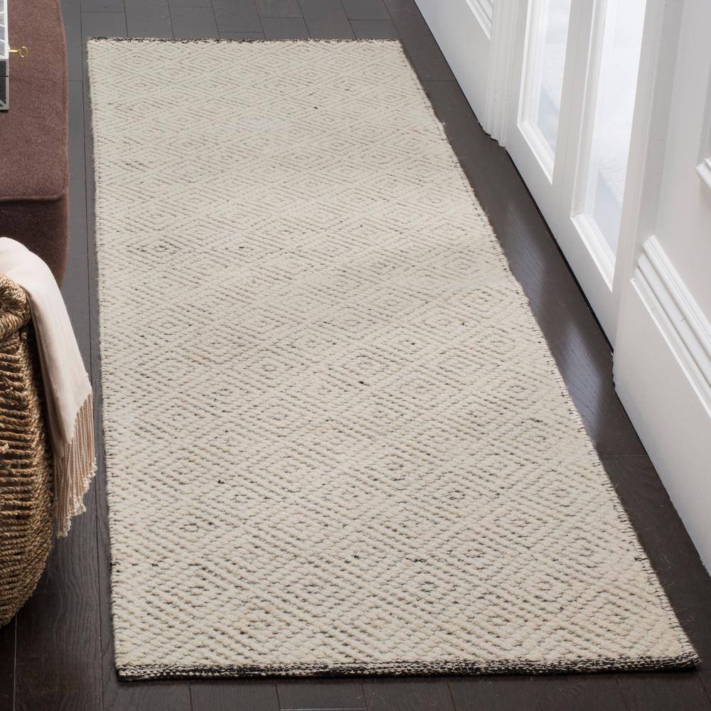 Ivory and Light Grey Wool Hand-Tufted Runner Rug