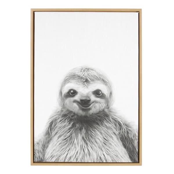 Kate and Laurel 33 in. x 23 in. "Sloth" by Tai Prints Framed Canvas Wall Art