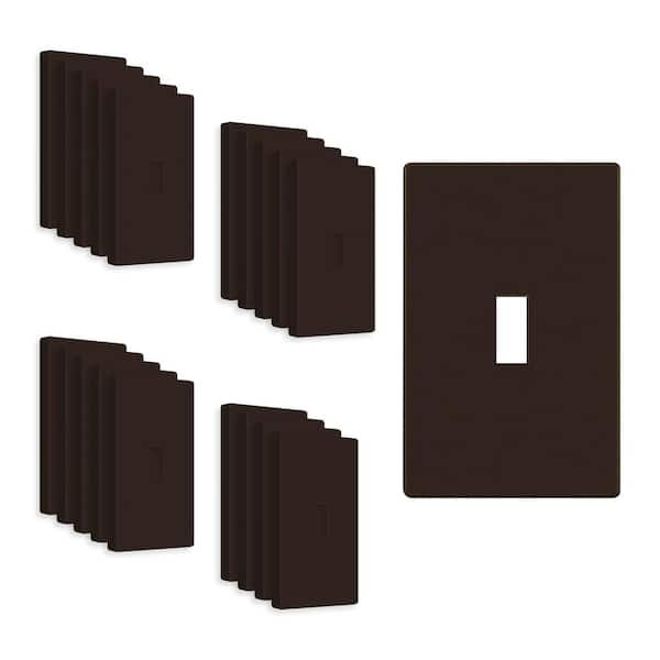 ENERLITES 1-Gang Toggle Plastic Screwless Wall Plate, Brown (20-Pack)