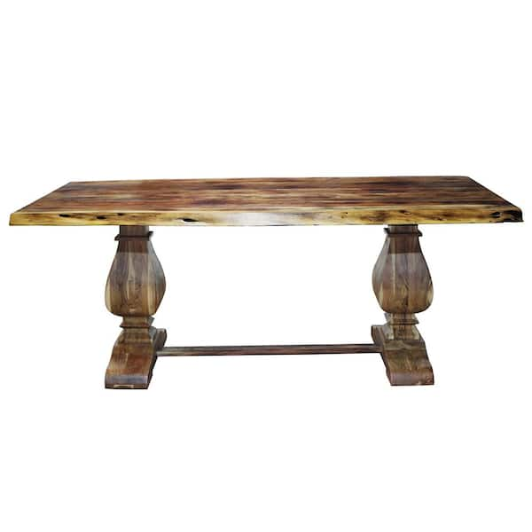 LR Home Live Edge 78 in. Rectangle Burnt Brown/Chestnut Wooden Dining Table  (Seats 6) 7510A1084D9348 - The Home Depot