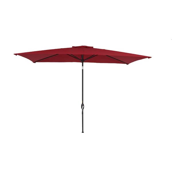 Unbranded 10 ft. x 6.5 ft. Rectangular Market Outdoor Patio Umbrella in Red