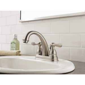 Windemere 4 in. Centerset 2-Handle Bathroom Faucet with Metal Drain Assembly in Stainless