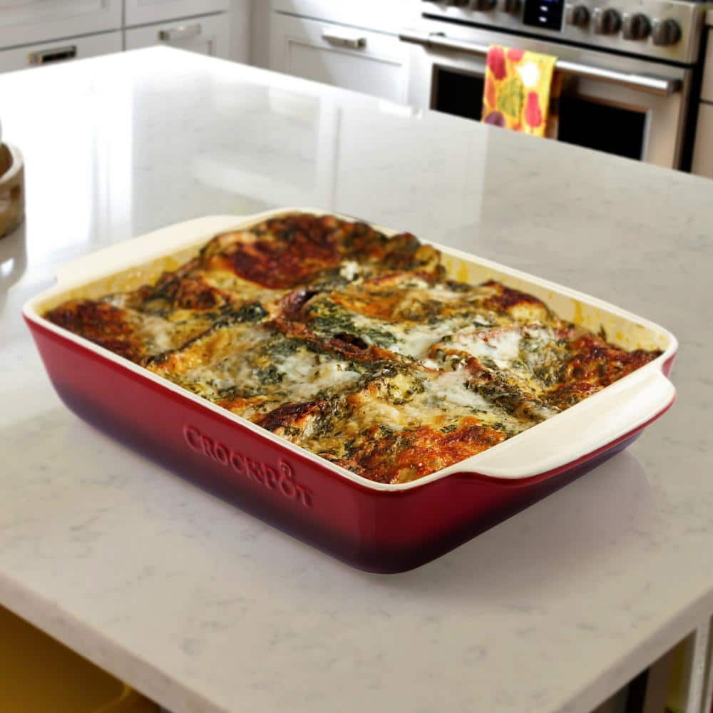 Red 4-Quart Stoneware Rectangle Baking Pan
