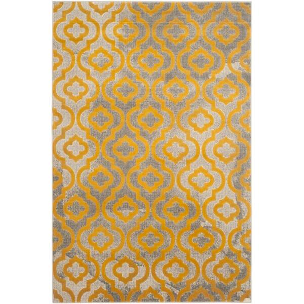SAFAVIEH Porcello Light Grey/Yellow 5 ft. x 8 ft. Floral Area Rug