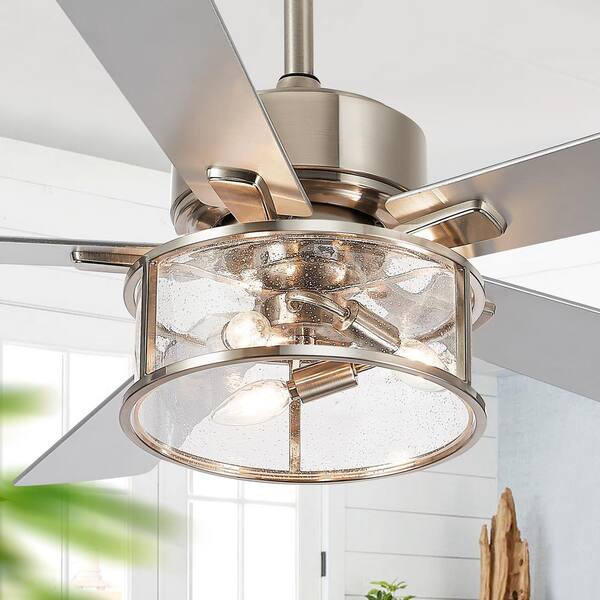 Lamober 52 in. Indoor Satin Nickel Ceiling Fan with Light Kit