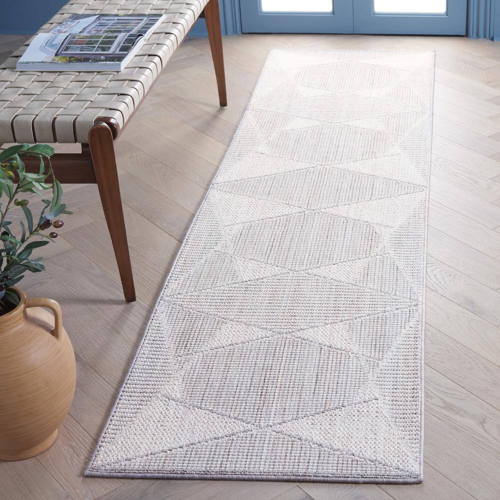 Gray Geometric GREENGUARD Certified Wool Runner Rug