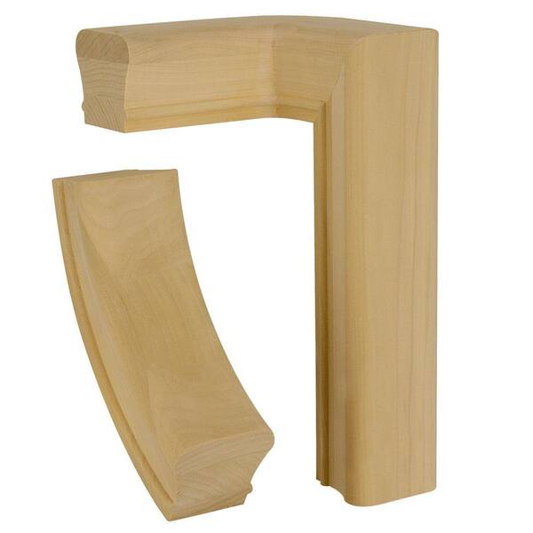 EVERMARK Stair Parts 7271 Unfinished Poplar Left-Hand 2-Rise Quarter-Turn Handrail Fitting