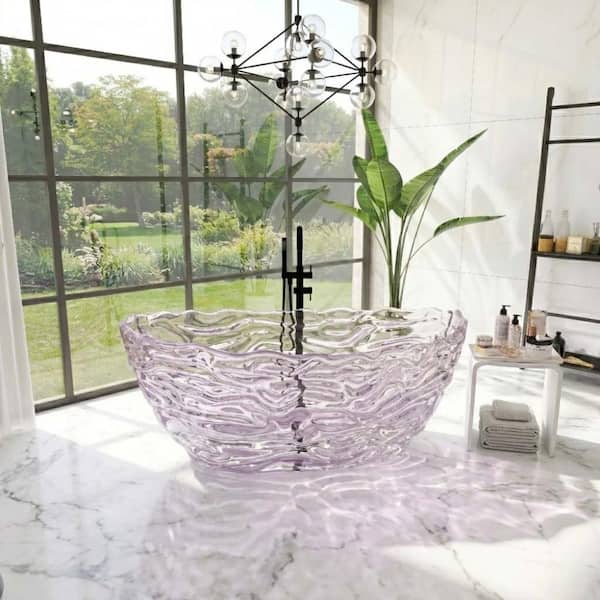 POCCI & VANCCI 69 in. Sculpted Wave Translucent Amethyst Resin