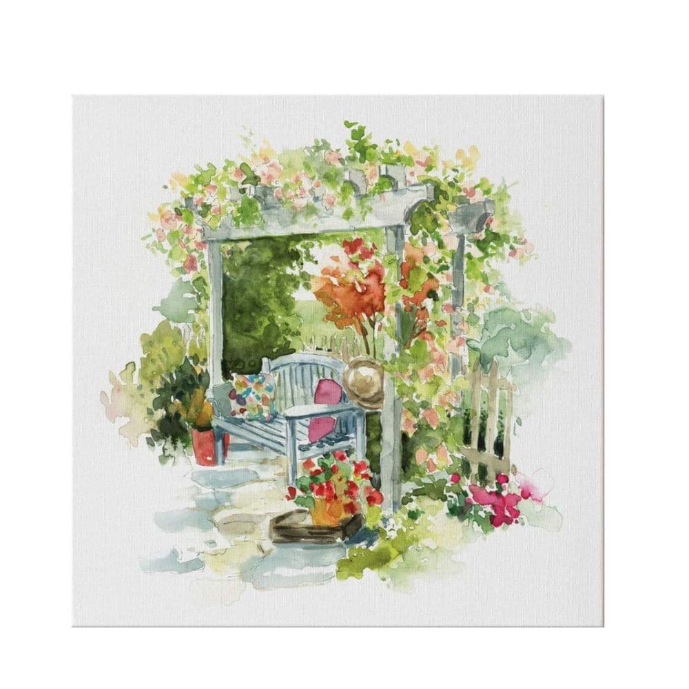 Green Garden Retreat Square Unframed Canvas Art Print 16 in. x 16 in ...
