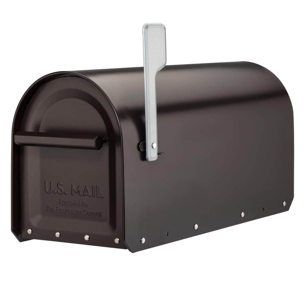 Large Rubbed Bronze Steel Post Mount Mailbox