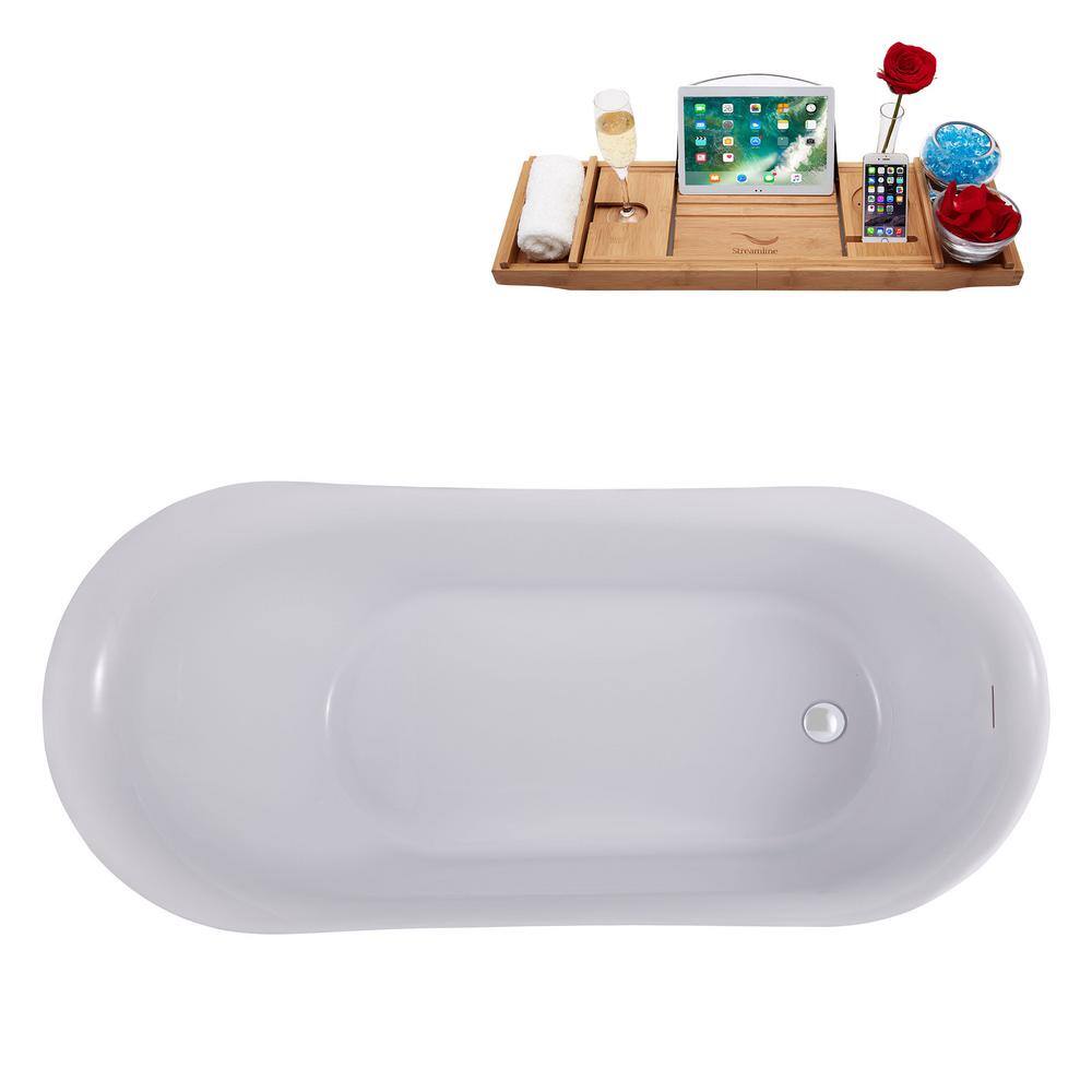 59.1'' Black and White Freestanding Acrylic Soaking Bathtub