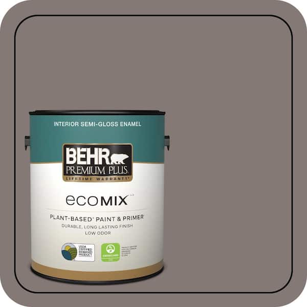 1 gal. #N140-5 Complex Gray Semi-Gloss Enamel EcoMix Plant-Based Interior Paint & Primer