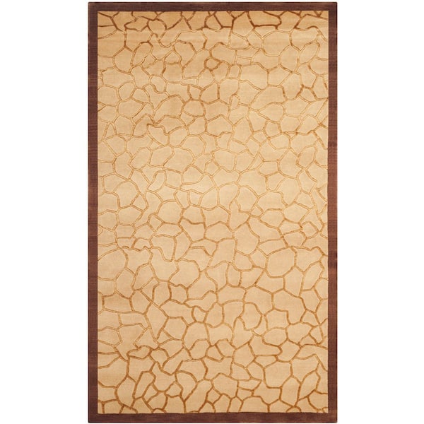 Tibetan 4 ft. x 6 ft. Gold Abstract Fractured Area Rug
