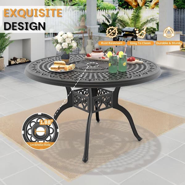 42 round patio table with umbrella hole PatioFestival 42. 1" x 42. 1" x28. 3" Outdoor Dining Space Saving Bistro Table All Weather Steel Frame Metal in Black : Patio, Lawn & Garden inch round table works perfectly with any set of chairs for outdoor seating or dining and suits for gathering Woodard Solid Top 42-Inch Round