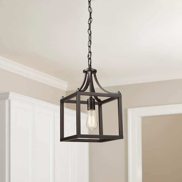 Boswell Quarter 9-1/2 in. 1-Light Distressed Black Farmhouse Mini-Pendant Kitchen Light