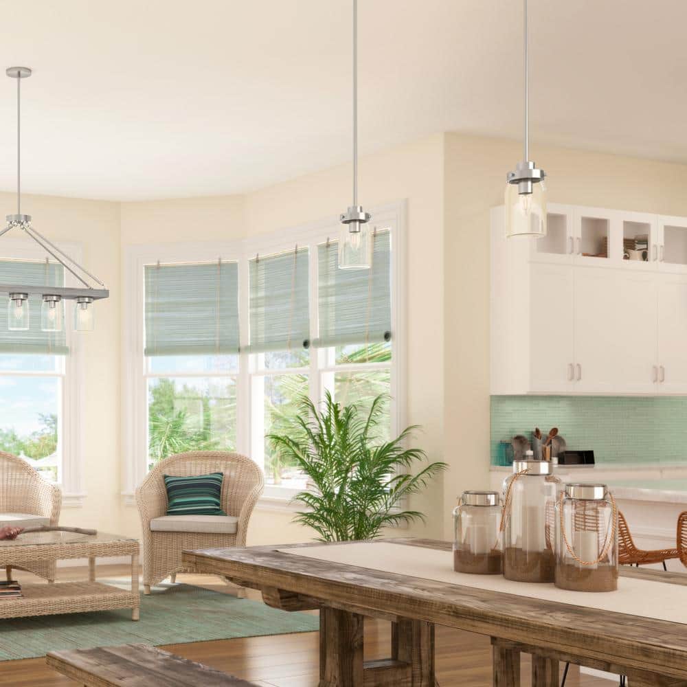 Rustic Farmhouse Mini Jar Pendant Light in Brushed Nickel