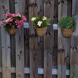 Small Composite Fence Pots Plain for Shadow Box Fences in a Dark Terracotta Finish (Set of 3)