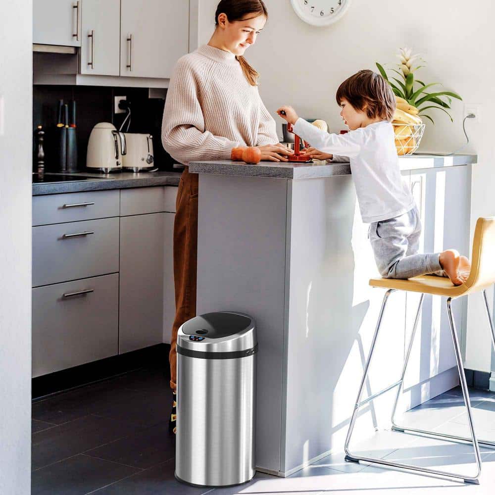 8 Gallon Brushed Stainless Steel Touchless Trash Can