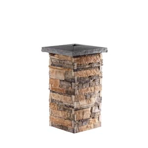 18 in. x 48 in. Dakota Sunset with a Slate Split Cap Stone Pillar Kit