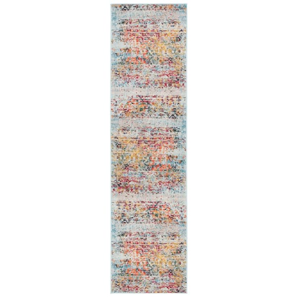 Monaco 2 ft. x 8 ft. Gray/Multi Distressed Marble Runner Rug