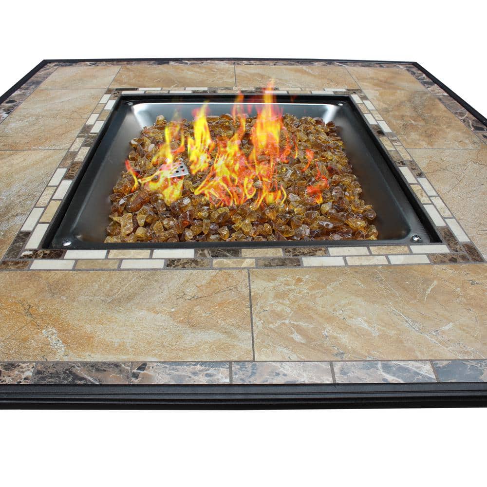 Bronze Square Tile Top Gas Fire Pit Table