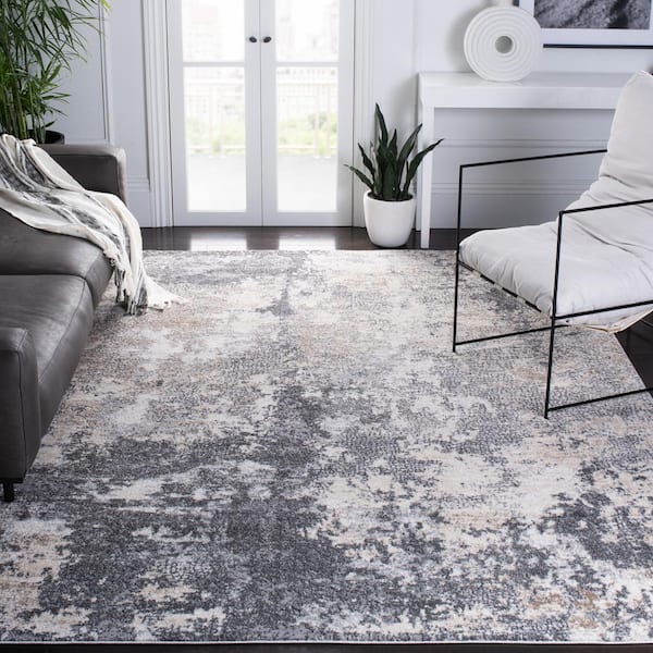Aston Light Gray/Gray 8 ft. x 10 ft. Distressed Geometric Area Rug