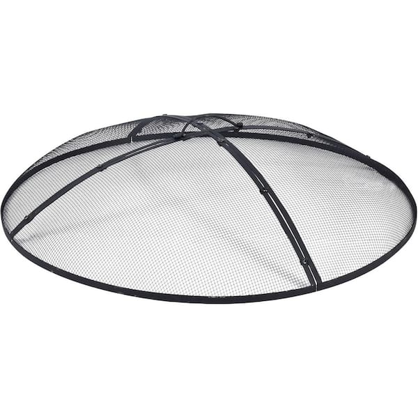 Unbranded 36 in. Round Fire Pit Spark Screen Cover Collapsible Fire Pit Lid Top with Ring Handle Outdoor