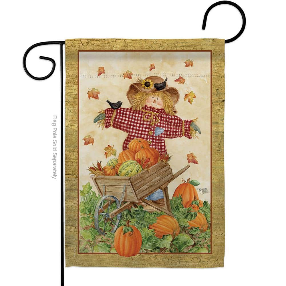 Breeze Decor 13 in. x 18.5 in. Scarecrow Garden Flag Double-Sided Fall ...