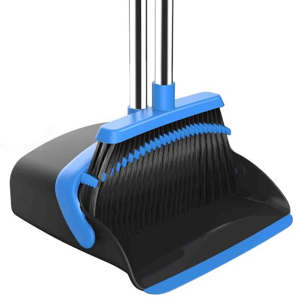 Black Blue Upright Broom and Dustpan Set